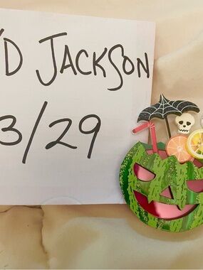 Laliblue Green Jack-o'-Lantern Watermelon Halloween Brooch